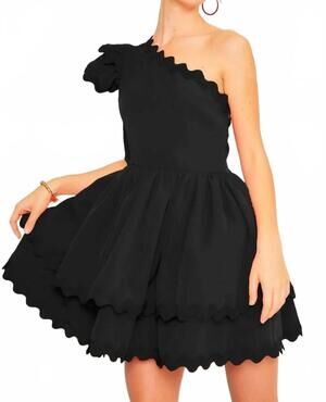NEW CELIA B one-shouldered ric rac dress in black